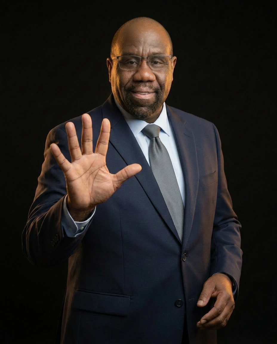 Tymone holding up 5 fingers — the 5 systems